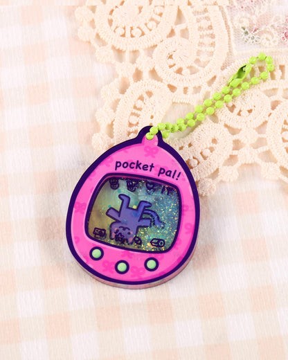 Pocket Pals Shaker Keychain | Virtual Pet Cat Keychain | Glitter Acrylic Charm