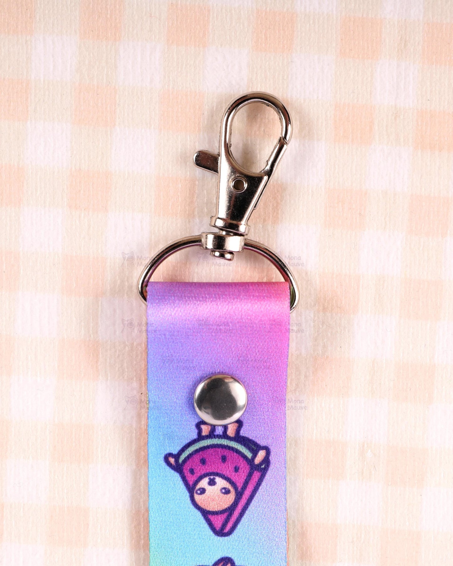 Snack Cats Lanyard | Rainbow Cat Illustration Pattern
