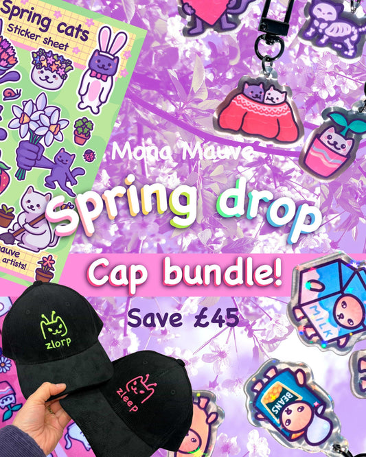 Spring Cats Cap Bundle | Cat Gift Set with Embroidered Alien Cap, Keychains, Lanyard