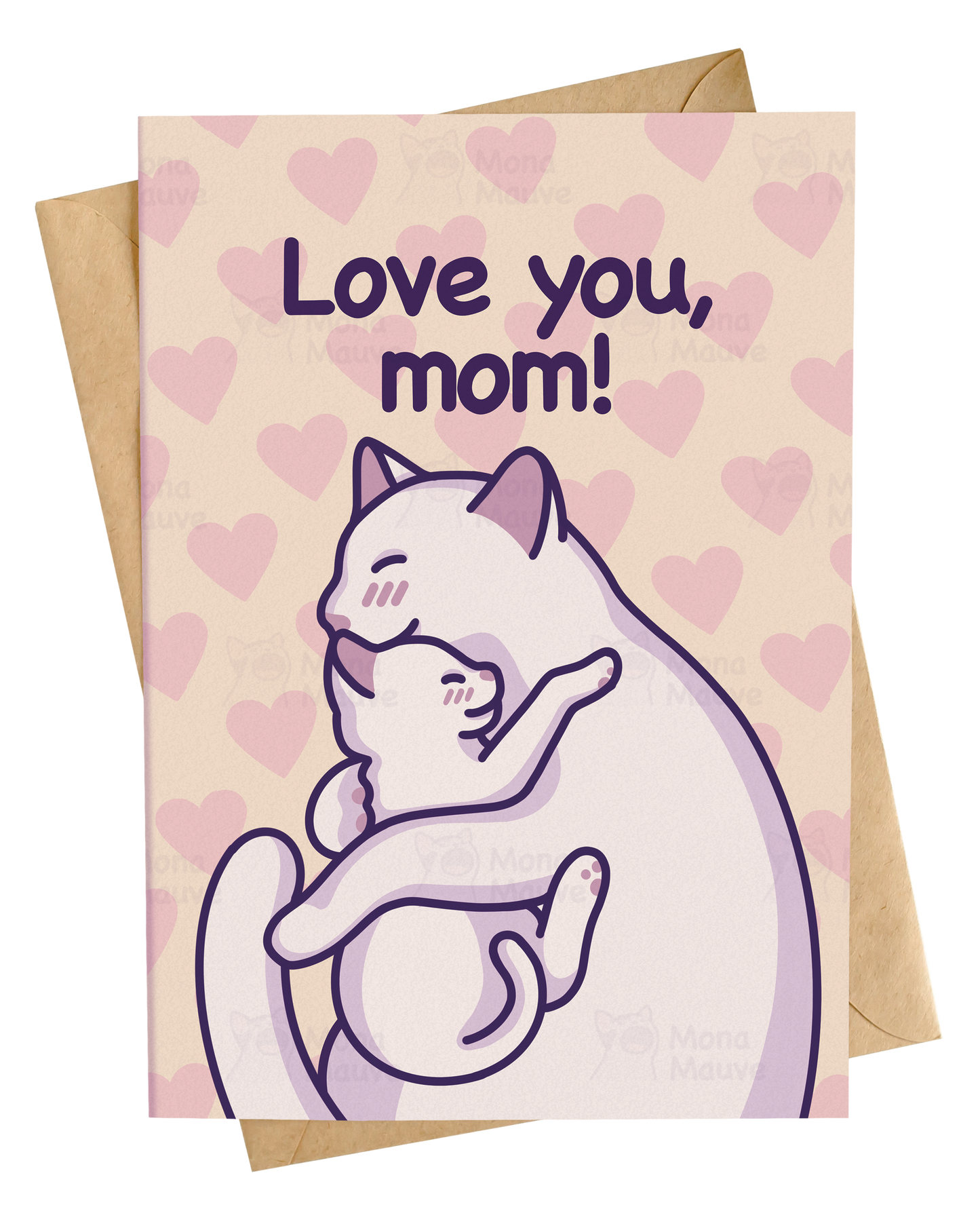 Cute Cat Card for Mom | Love You, Mom! | Wholesome Cat & Kitten Snuggle