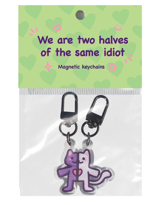 Magnetic Couple Keychain | Two Halves of the Same Idiot
