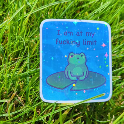 Funny Holographic Frog Sticker | I Am At My Fucking Limit
