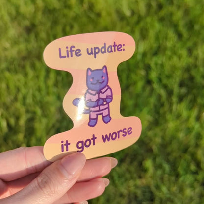 Funny Cat Meme Vinyl Sticker | Life Update: It Got Worse
