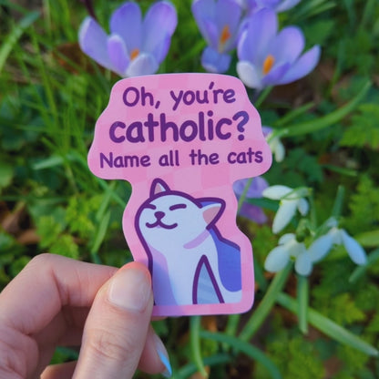 Oh, You're Catholic? | Funny Cat Meme Vinyl Sticker