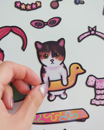 Cat Dress-Up Fridge Magnet Set | Summer Pack