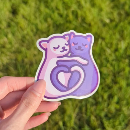 Cute Cat Love Vinyl Sticker | Cat Tails Making a Love Heart