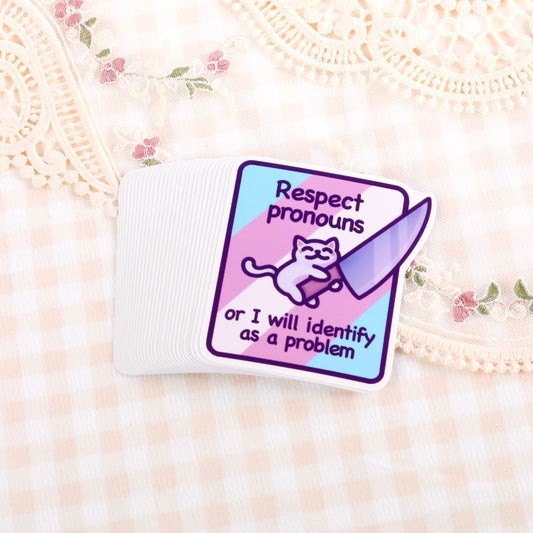 Respect Pronouns Vinyl Sticker | Trans, Gender Fluid & Non-Binary Pride