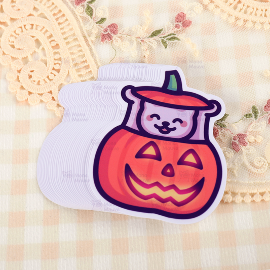 Cat in a Pumpkin | Cute Halloween Vinyl Sticker