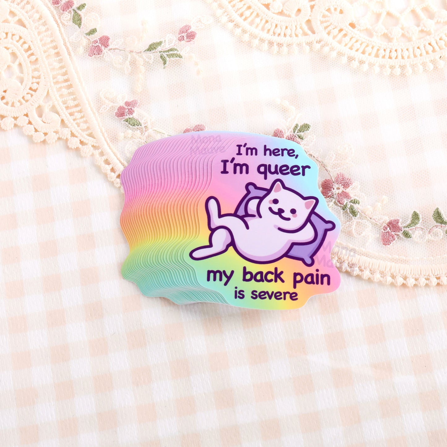 Funny Cat Meme Vinyl Sticker | I'm Here, I'm Queer