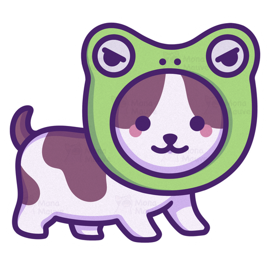 Cute Cat Meme Vinyl Sticker | Cat in a Frog Hat