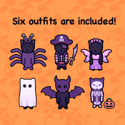 Cat Dress-Up Fridge Magnet Set | Halloween Pack