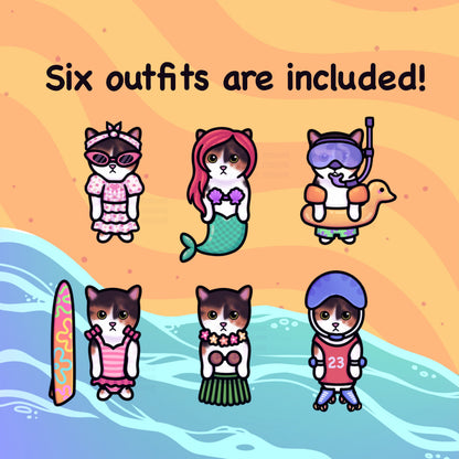 Cat Dress-Up Fridge Magnet Set | Summer Pack