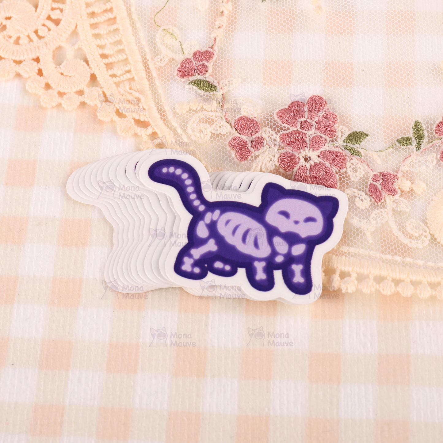 Skeleton Cat | Cute Halloween Vinyl Sticker