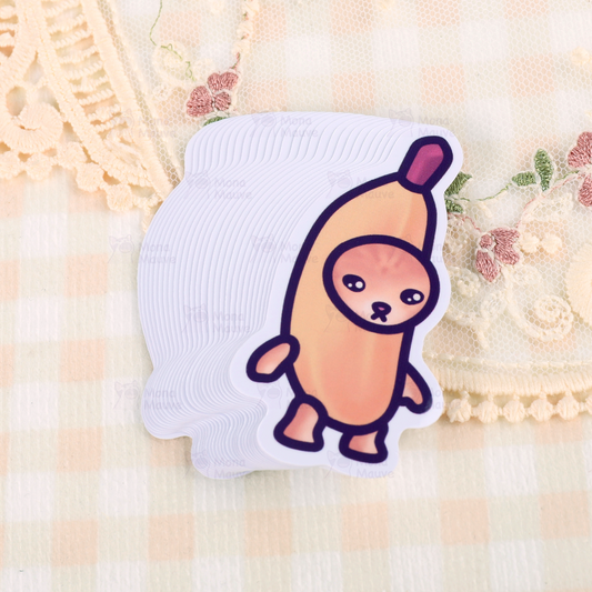 Banana Cat Meme Vinyl Sticker | Snack Cats Collection