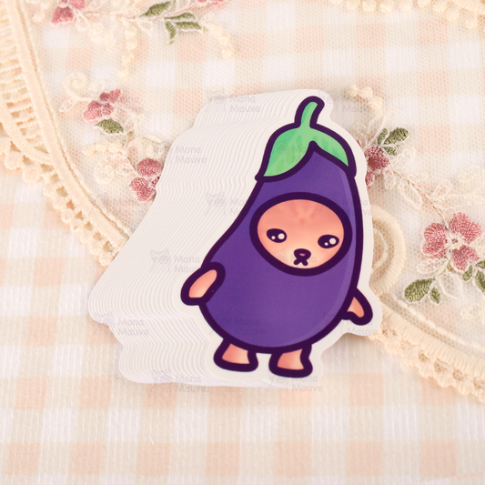 Eggplant Cat Meme Vinyl Sticker | Snack Cats Collection