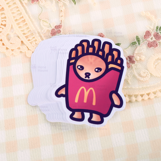 Fries Cat Meme Vinyl Sticker | Snack Cats Collection