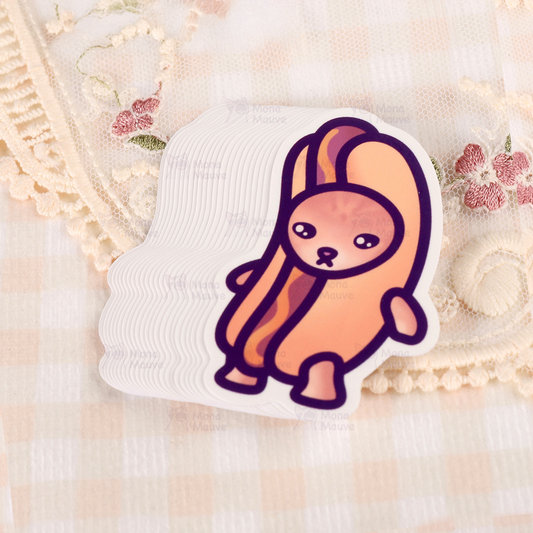 Hot Dog Cat Meme Vinyl Sticker | Snack Cat Collection | Funny Cat Meme Waterproof Sticker for Water Bottle, Phone, Laptop, Bumper, Luggage