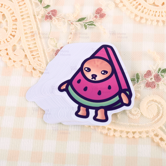 Watermelon Cat Meme Vinyl Sticker | Snack Cats Collection