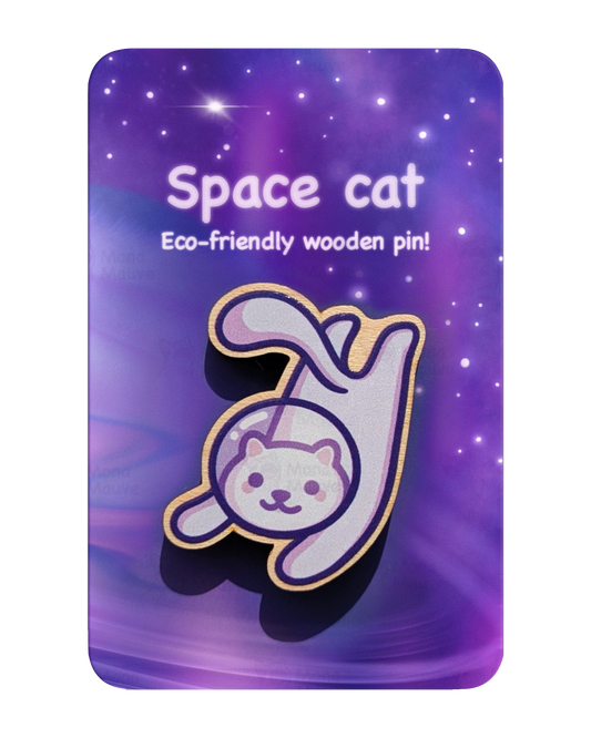 Cute Space Cat Wooden Pin