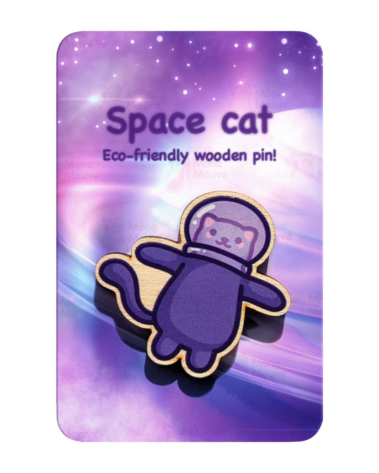 Cute Space Cat Wooden Pin