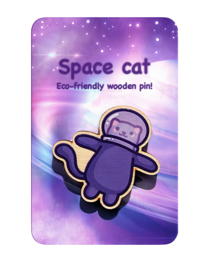 Cute Space Cat Wooden Pin