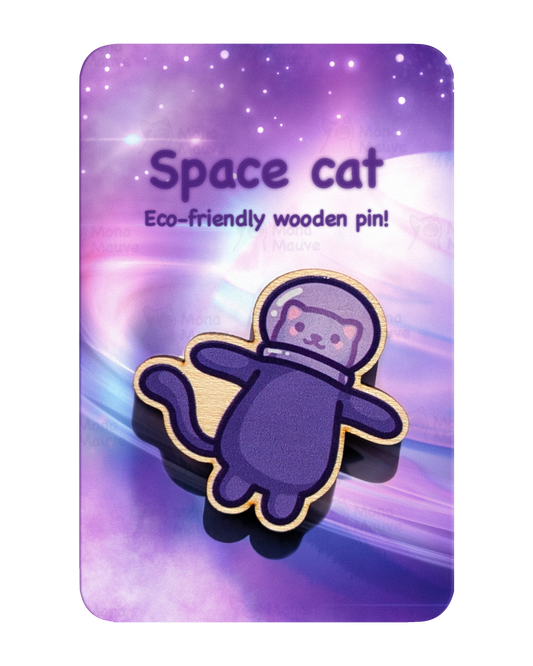 Cute Space Cat Wooden Pin