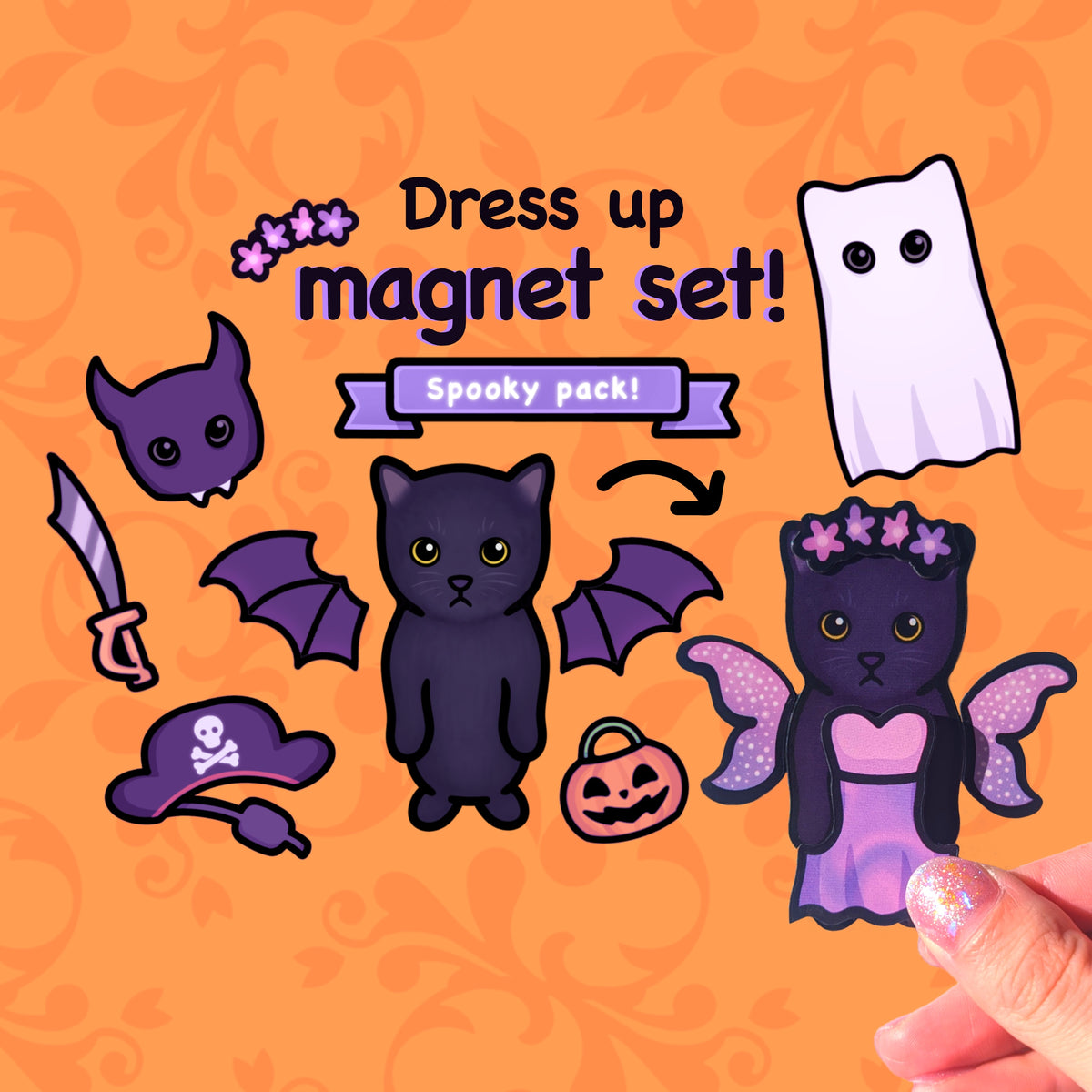 Cat Dress-Up Fridge Magnet Set | Halloween Pack