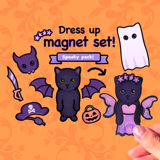Cat Dress-Up Fridge Magnet Set | Halloween Pack