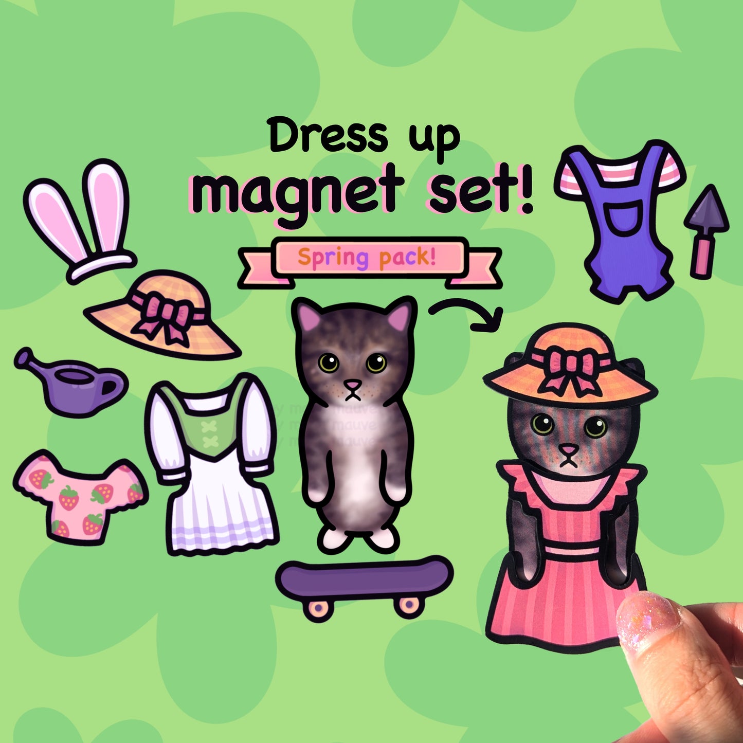 Cat Dress-Up Fridge Magnet Set | Spring Pack