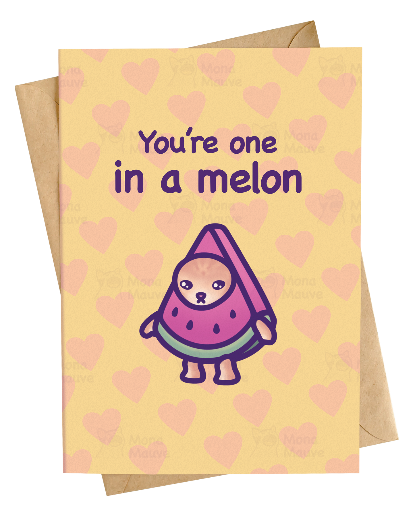 You're One in a Melon! | Cute Cat Thank You Card