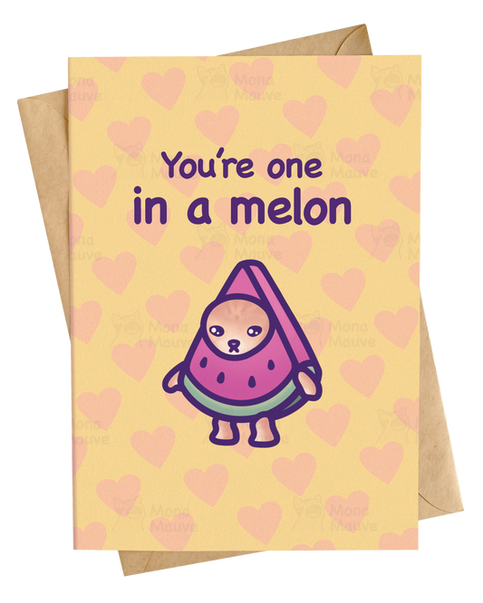 You're One in a Melon! | Cute Cat Thank You Card
