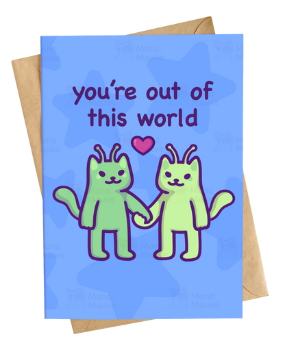 Funny Alien Cat Anniversary Card