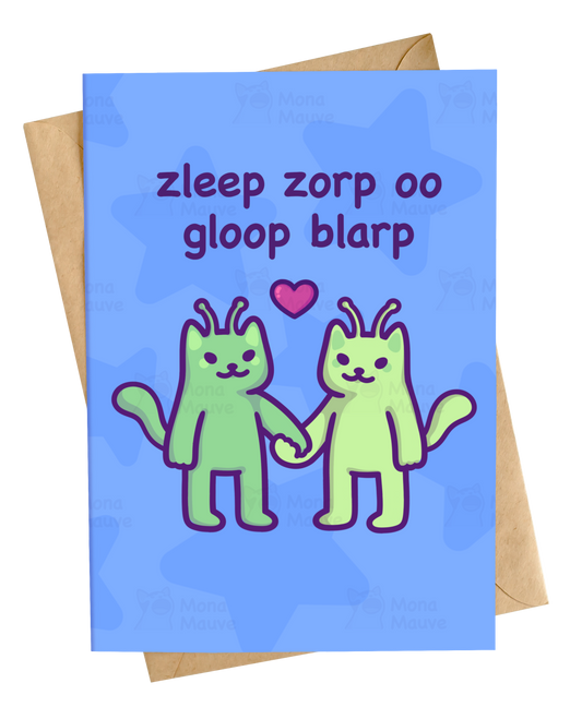 Funny Alien Cat Anniversary Card