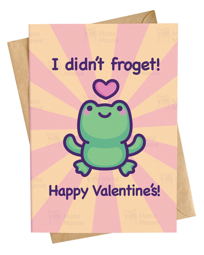 Cute Frog Valentine's Day Card | I Didn't Froget! | Pun Love Card