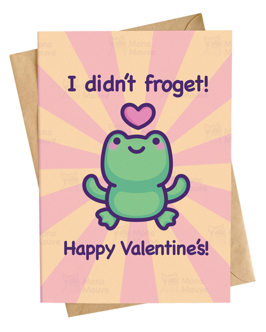 Cute Frog Valentine's Day Card | I Didn't Froget! | Pun Love Card