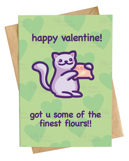 Finest Flours Pun | Funny Cat Valentine's Day Card