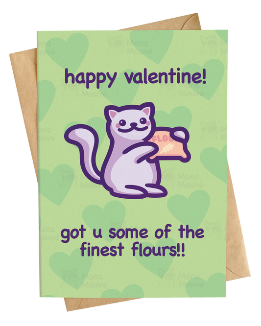Finest Flours Pun | Funny Cat Valentine's Day Card
