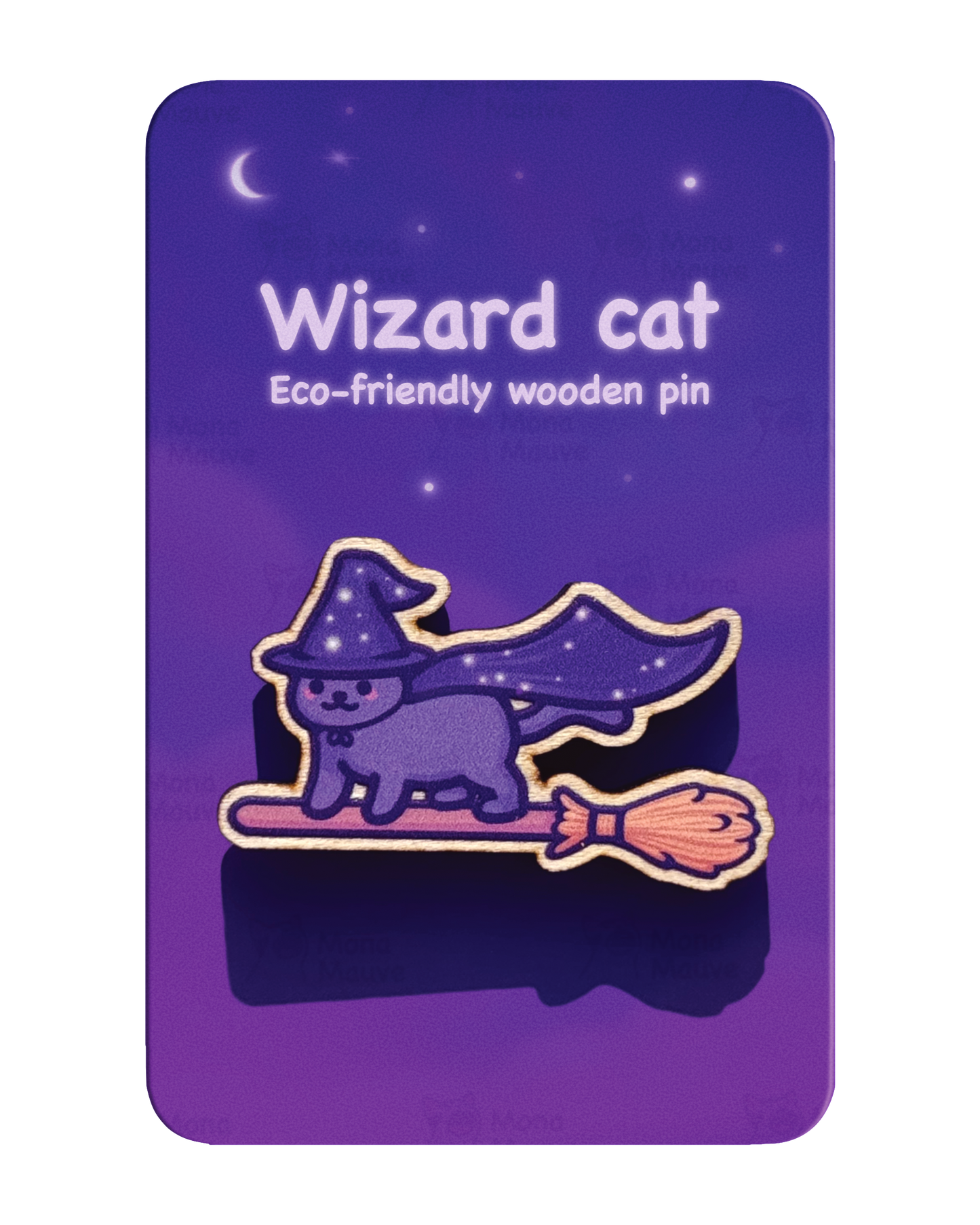 Wizard Cat Pin Badge | Cute Halloween Wooden Pin