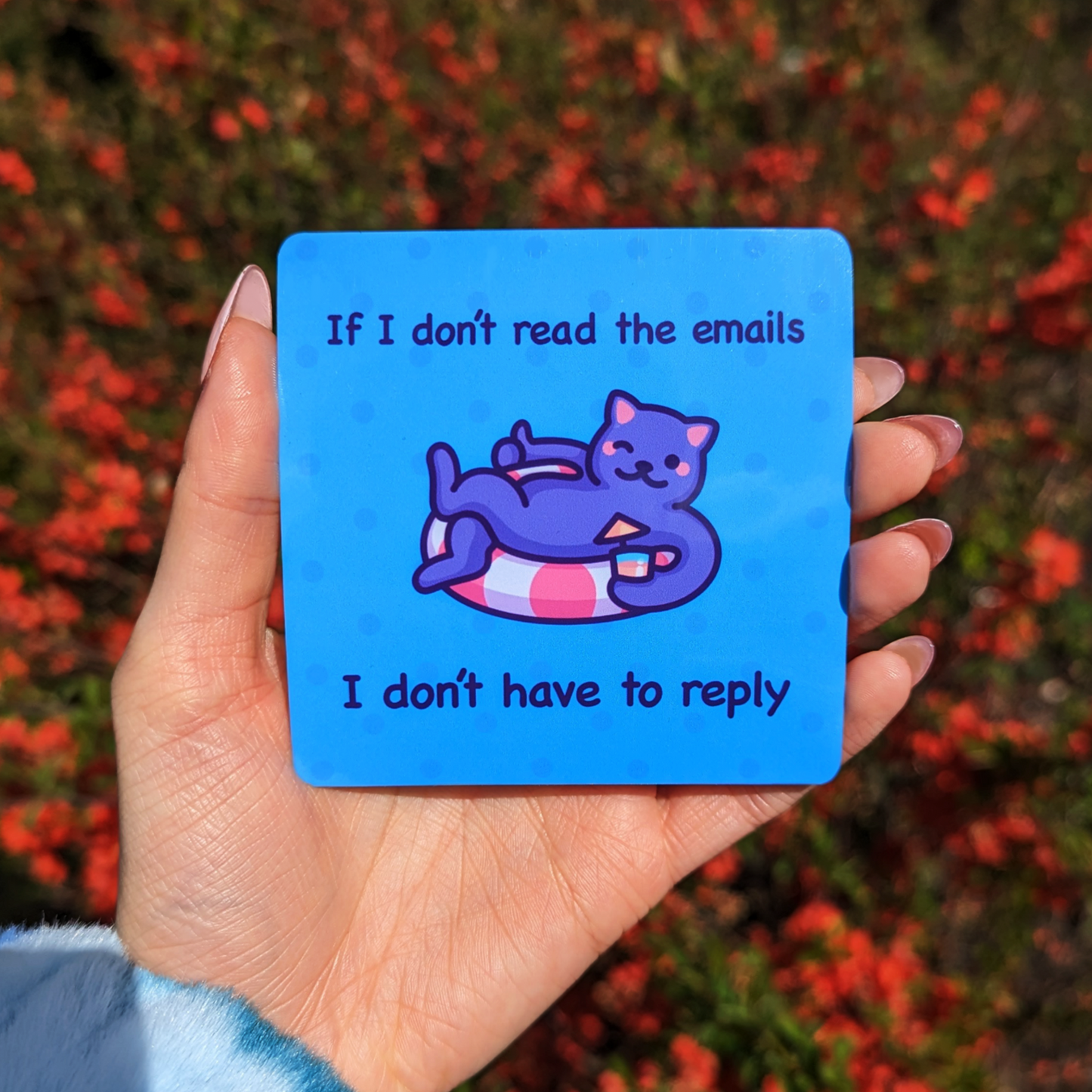 Funny Cat Meme Vinyl Sticker | If I Don't Read the Emails... | Square Waterproof Sticker for Water Bottle, Phone, Tablet, Laptop, Bumper