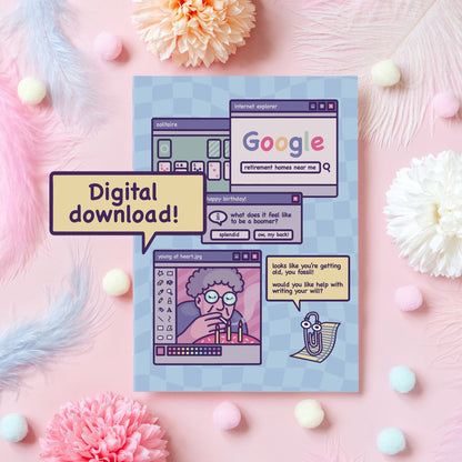Printable Rude Vaporwave Birthday Card | Digital Download | Funny & Offensive | Cute, Nerdy, Geeky Last-Minute Gift For Her or Him A6