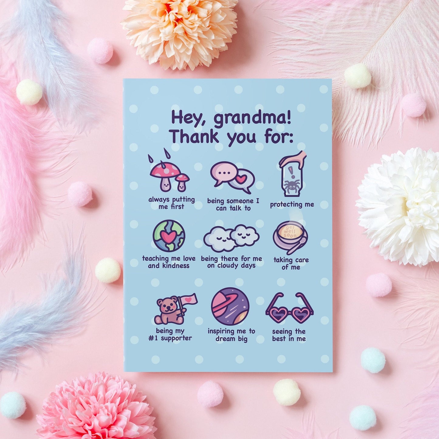 Cute Card for Grandma | Thank You, Grandma! | Card for Grandparents' Day | Wholesome Handmade Gift for Grandmother