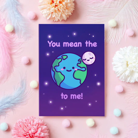 Cute Love Card | You Mean the World to Me | Gift for Anniversary, Birthday | Wholesome Gift for Girlfriend, Boyfriend, Wife - Her or Him