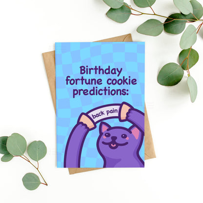 Fortune Cookie Predictions - Back Pain | Funny Cat Birthday Card