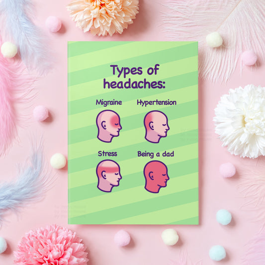 Funny Card for Dad | Types of Headaches | Humorous Dad Appreciation Card | Gift on Dad's Birthday, Father's Day or Just Because