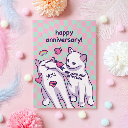 Cute Anniversary Card | Cat Meme | Happy Wedding or Dating Anniversary! | For Husband, Wife, Boyfriend, Girlfriend | Gift for Her or Him
