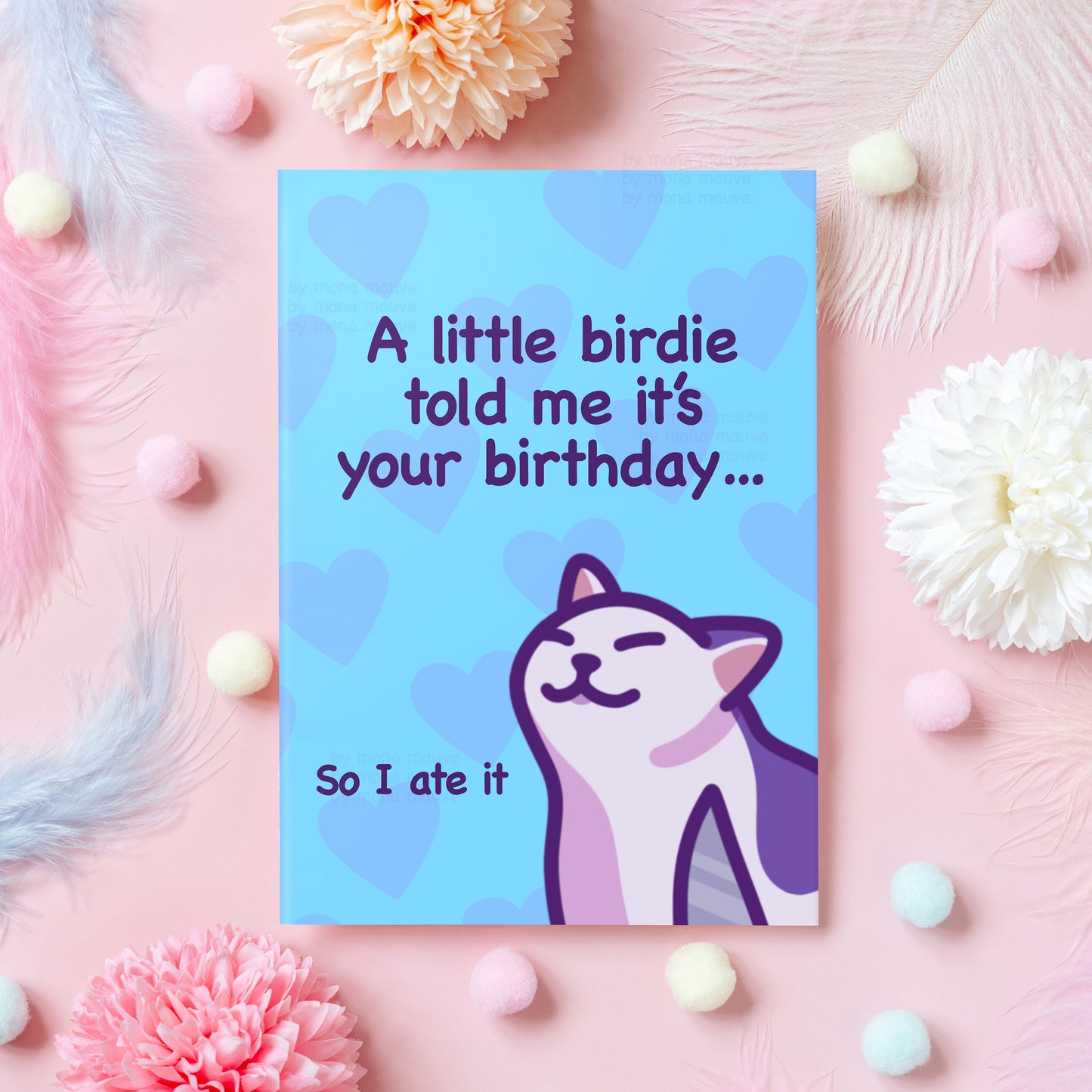 Funny Birthday Card | A Little Birdie Told Me It’s Your Birthday | Cat Meme | Gift For Boyfriend, Girlfriend, Husband, Best Friend - Her or Him