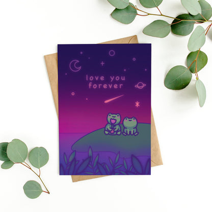 Love You Forever | Frog Anniversary Card | Cute Love, Birthday, Wedding Anniversary Card | Gift for Husband, Wife, Boyfriend, Girlfriend - Her or Him