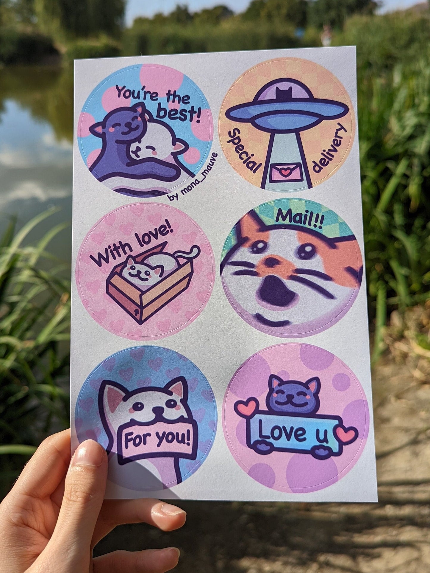 Cute Cat Round Sticker Set | Label Bundle for Packaging Gifts and Cards! | For You, Special Delivery, With Love... | 63.5mm Letter Seal