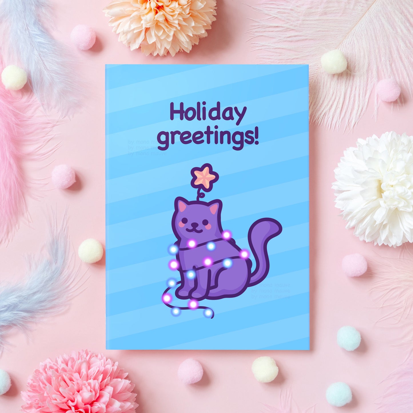 Wholesome & Cute Cat Christmas Card | Happy Holidays! | Wholesome Pet Christmas Gift for Boyfriend, Husband, Girlfriend, Wife, Mom, Sister - Her or Him