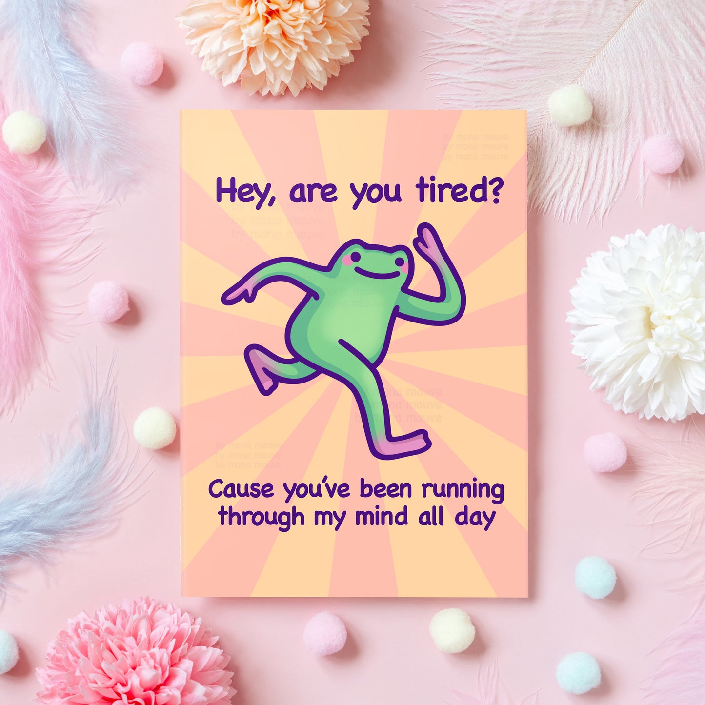 Funny Frog Anniversary Card | Running Through My Mind All Day | Anniversary or Just Because Gift for Husband, Wife, Boyfriend, Girlfriend - Her or Him